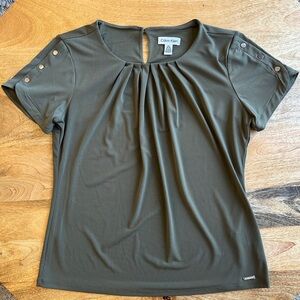 Calvin Klein Silver Green Pleated Blouse